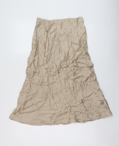 Marks and Spencer Womens Beige Polyester A-Line Skirt Size 10