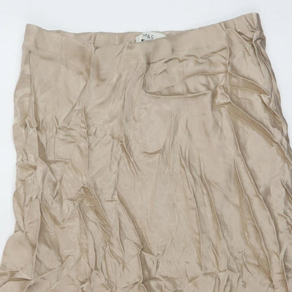 Marks and Spencer Womens Beige Polyester A-Line Skirt Size 10