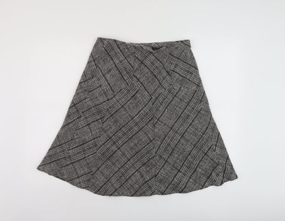 Marks and Spencer Womens Grey Plaid Polyester A-Line Skirt Size 10