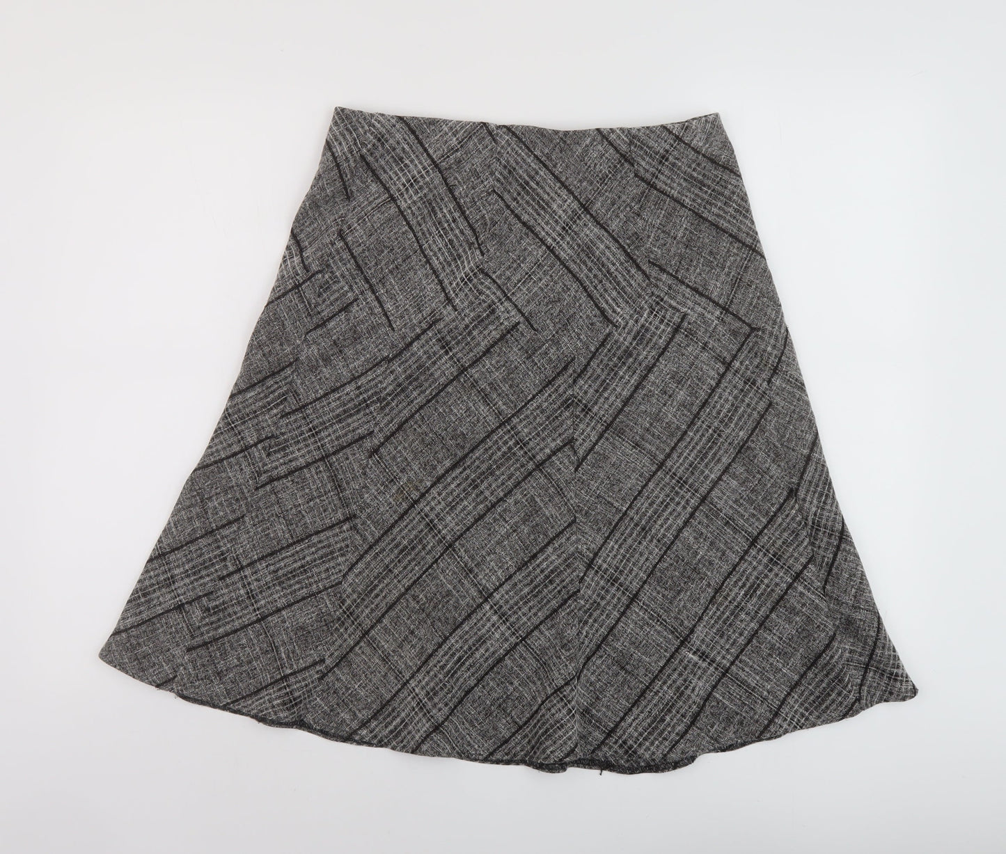 Marks and Spencer Womens Grey Plaid Polyester A-Line Skirt Size 10