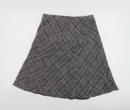 Marks and Spencer Womens Grey Plaid Polyester A-Line Skirt Size 10
