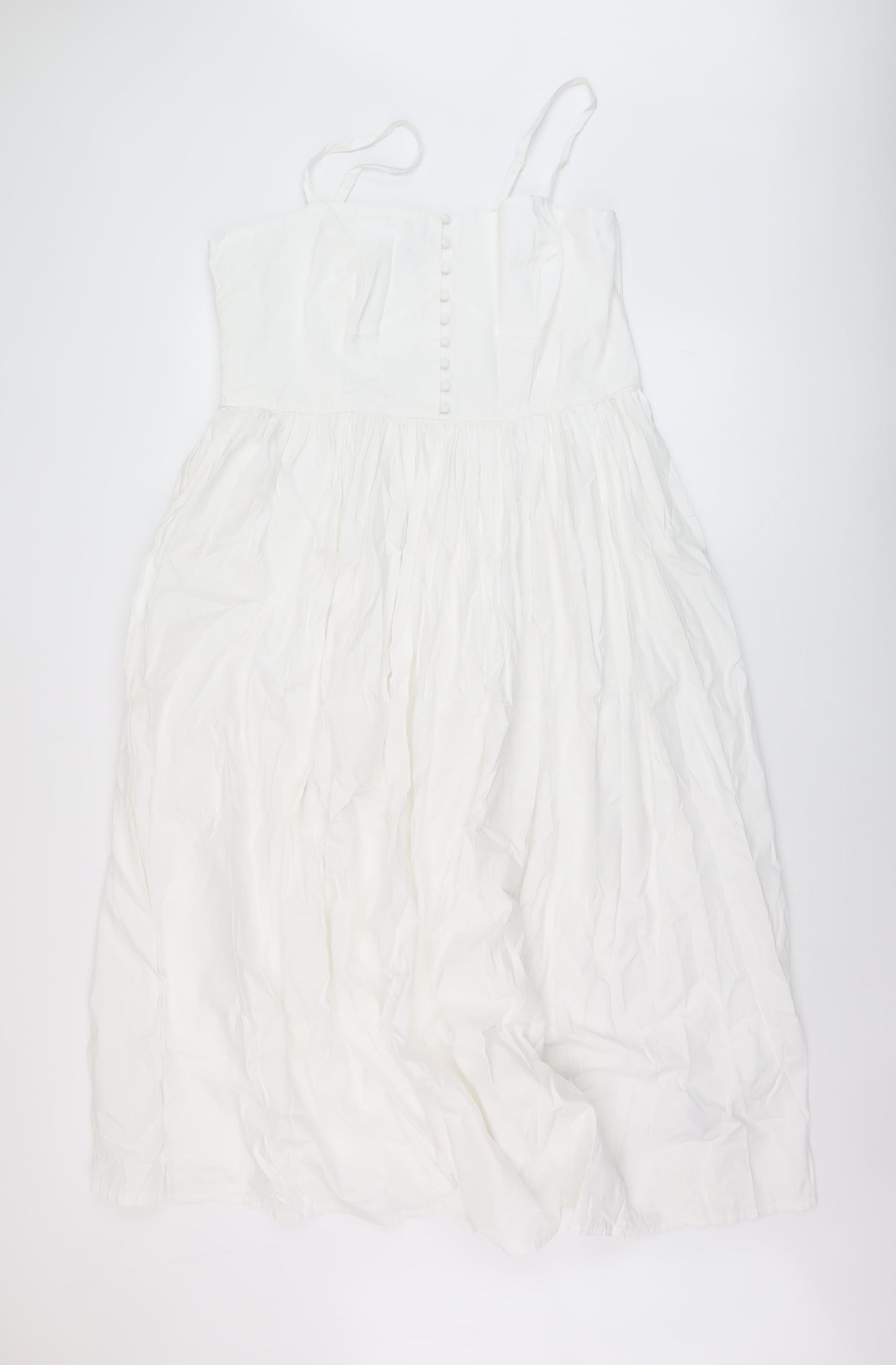 Marks and Spencer Womens White Cotton A-Line Size 16 Square Neck Zip
