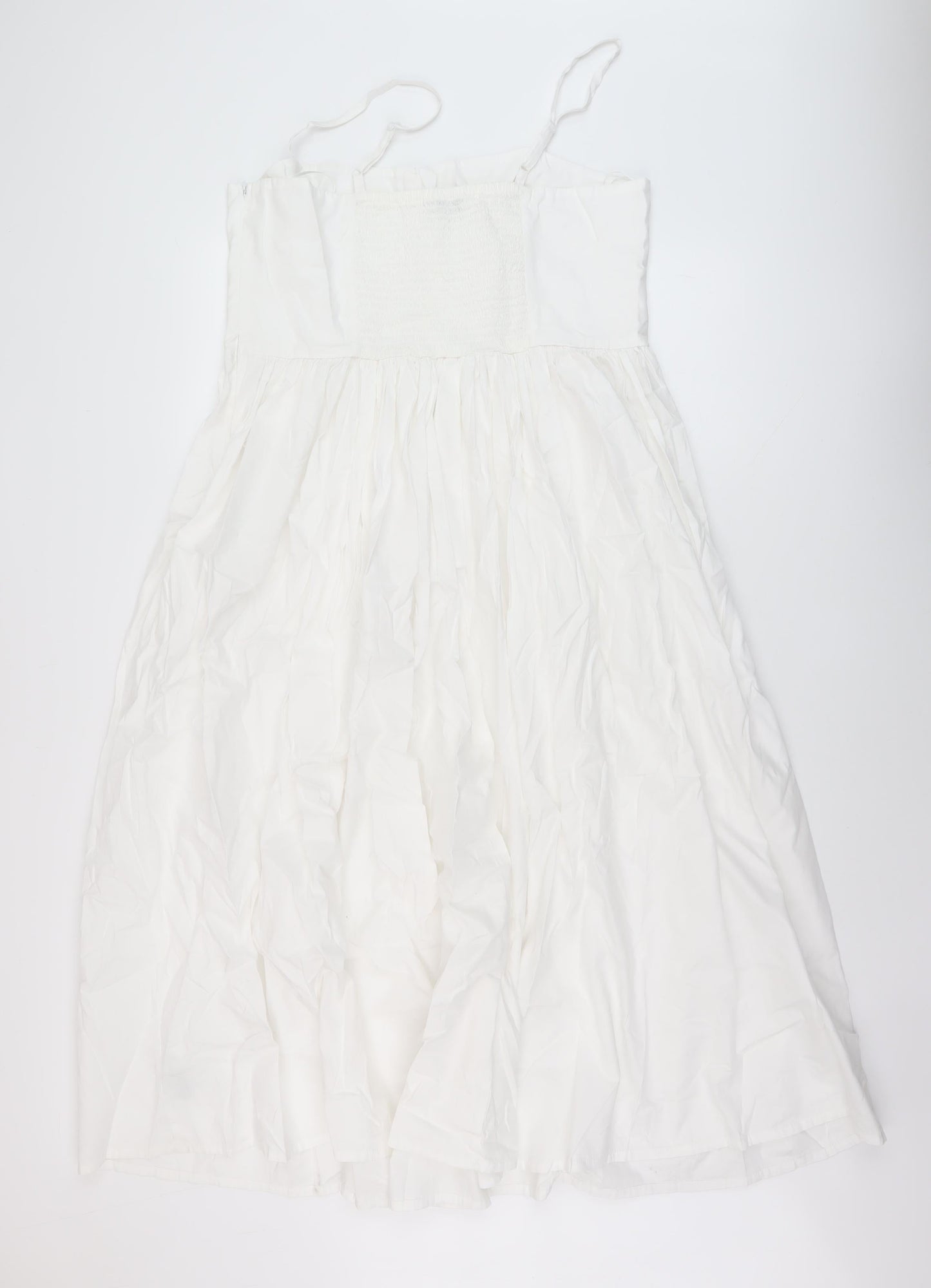 Marks and Spencer Womens White Cotton A-Line Size 16 Square Neck Zip