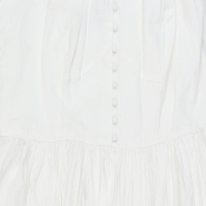 Marks and Spencer Womens White Cotton A-Line Size 16 Square Neck Zip