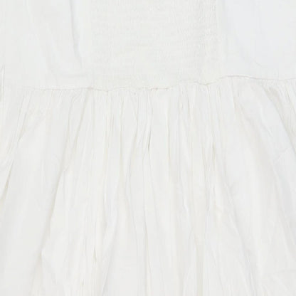 Marks and Spencer Womens White Cotton A-Line Size 16 Square Neck Zip