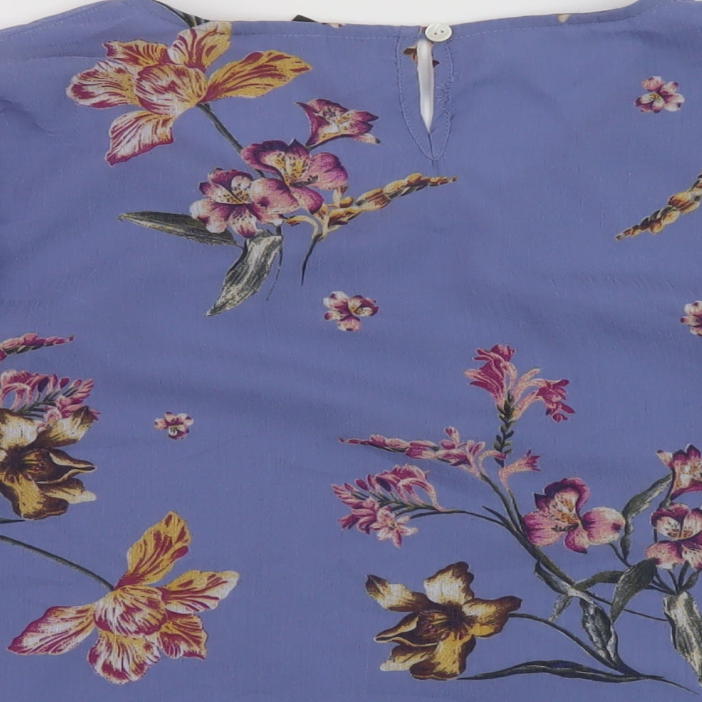 Bonmarché Womens Purple Floral Polyester Basic Blouse Size 10 Roll Neck