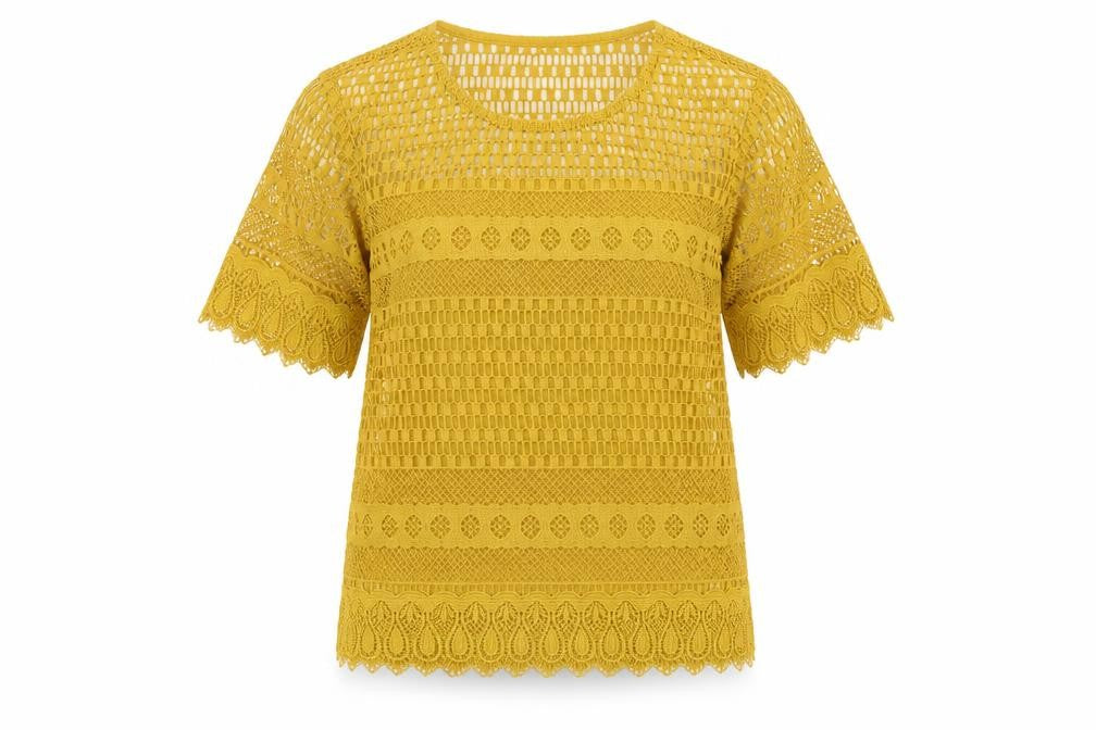 Womens UK Size 10 Marks and Spencer Yellow Basic T-Shirt