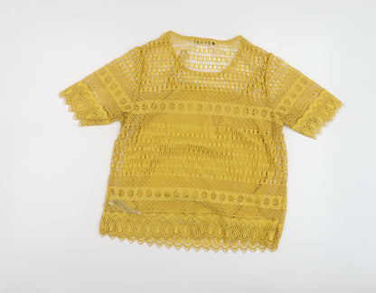Womens UK Size 10 Marks and Spencer Yellow Basic T-Shirt