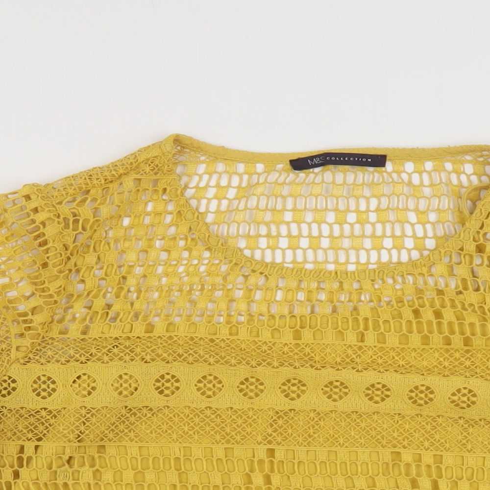 Womens UK Size 10 Marks and Spencer Yellow Basic T-Shirt