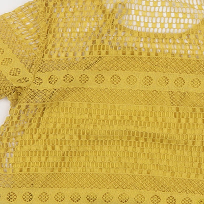 Womens UK Size 10 Marks and Spencer Yellow Basic T-Shirt