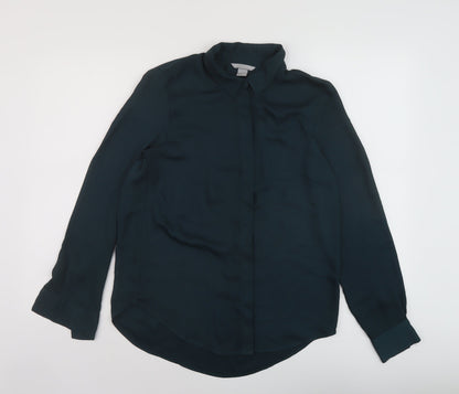 Womens UK Size 6 H&M Green Basic Button-Up
