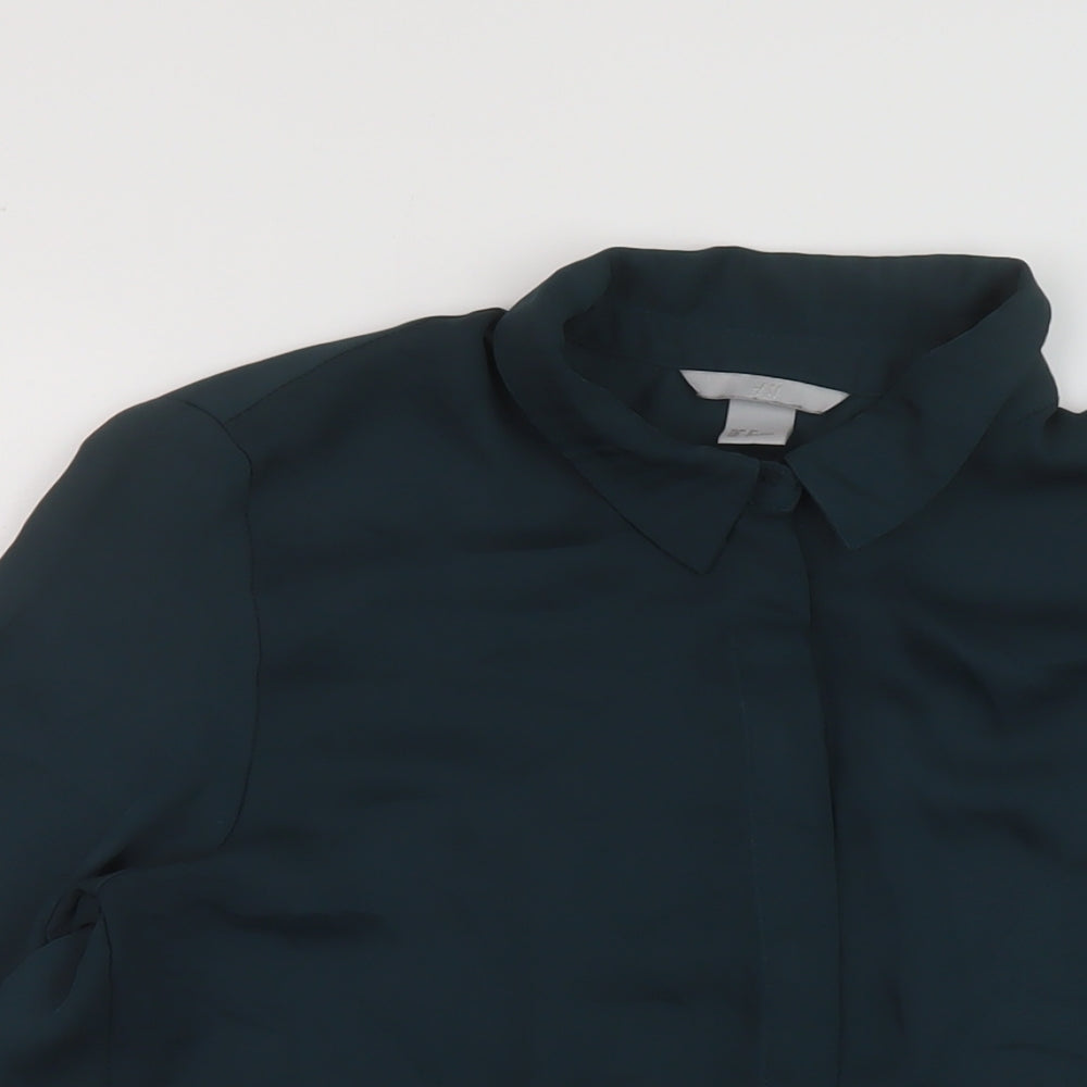 Womens UK Size 6 H&M Green Basic Button-Up