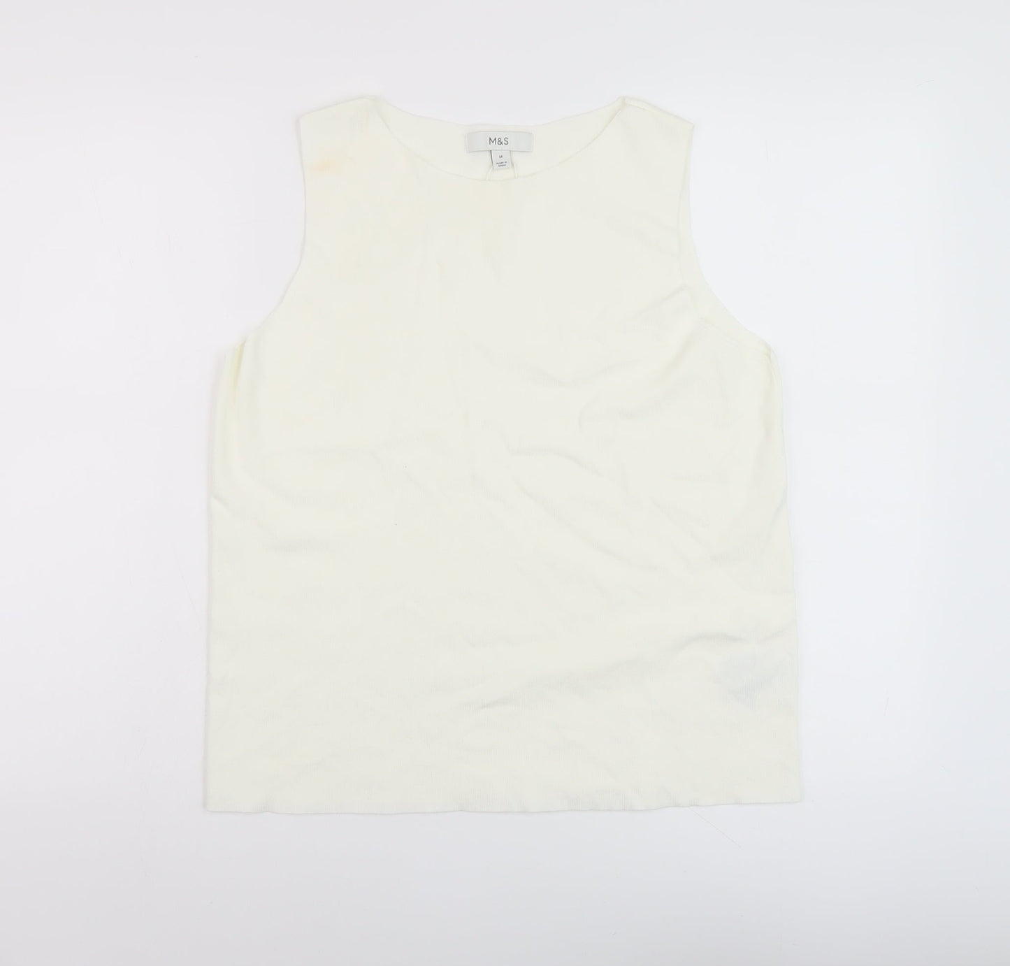 Womens UK Size 14 Marks and Spencer White Basic Tank