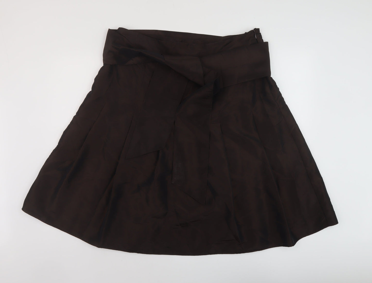 Per Una Womens Brown Polyester A-Line Skirt Size 18 Zip