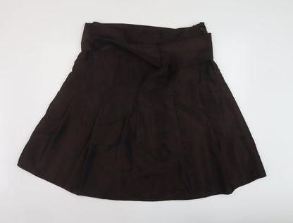 Per Una Womens Brown Polyester A-Line Skirt Size 18 Zip