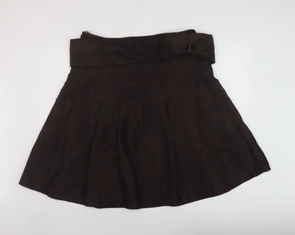 Per Una Womens Brown Polyester A-Line Skirt Size 18 Zip