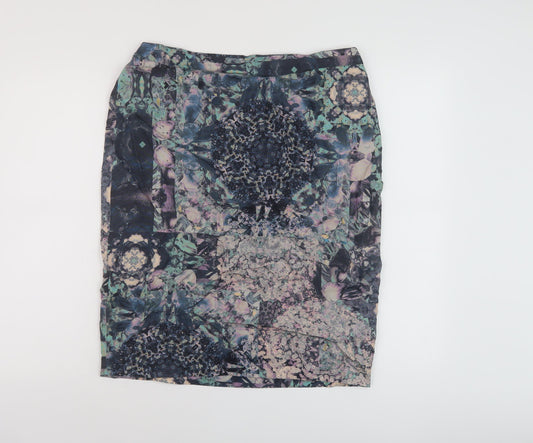 Autograph Womens Multicoloured Geometric Viscose A-Line Skirt Size 14 Zip