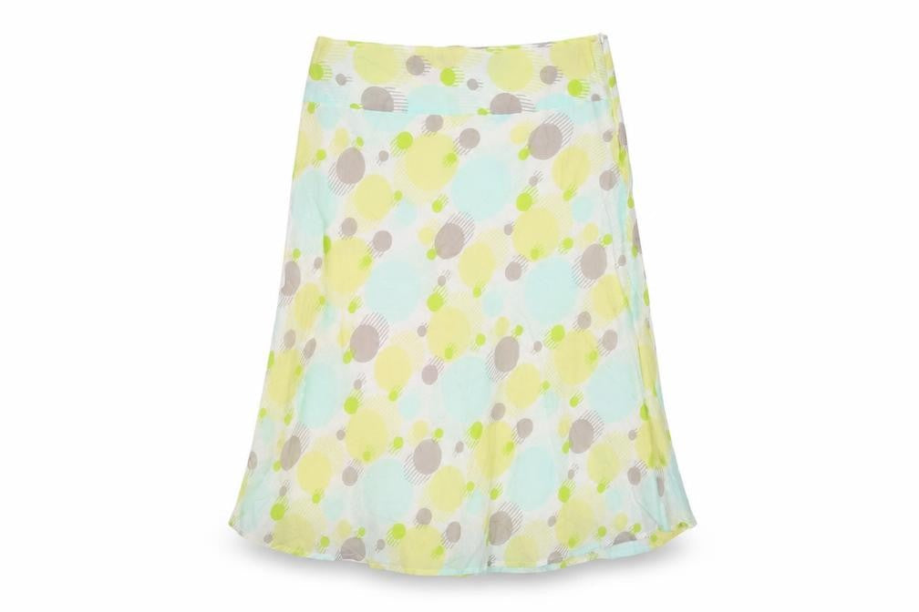 Great Plains Womens Yellow Geometric Cotton A-Line Skirt Size 10 Zip