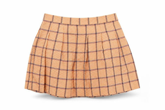 ASOSO Womens Orange Plaid Cotton Skater Skirt Size 16 Zip