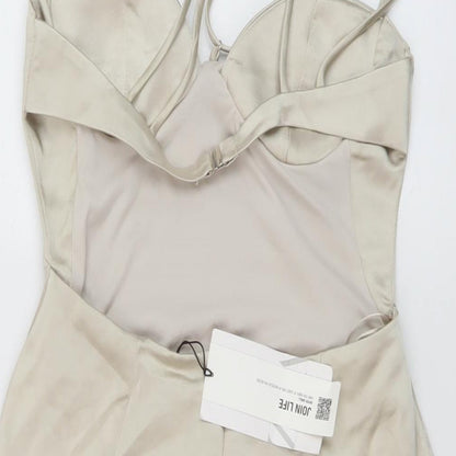 Zara Womens Gold Polyester Mini Size S Sweetheart Zip