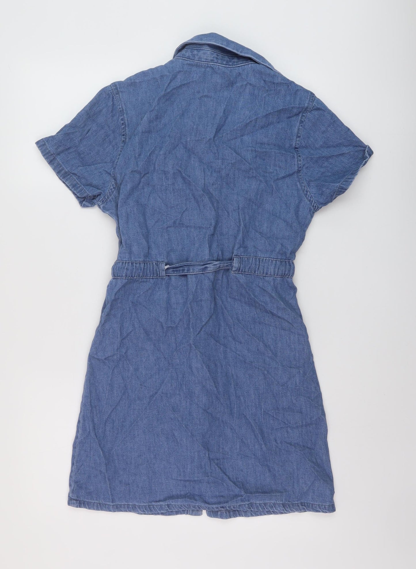 Denim & Co. Womens Black Cotton A-Line Size 2XS Collared Button