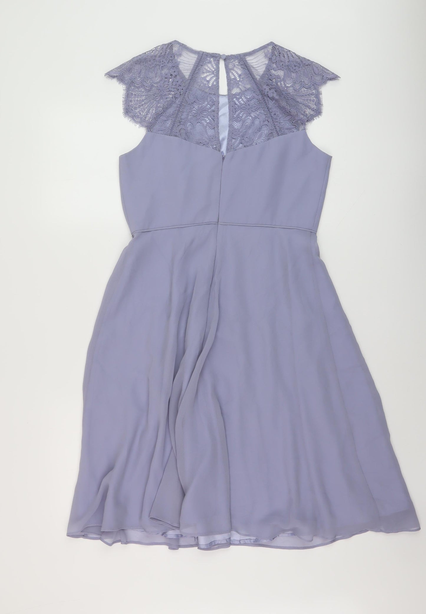 Monsoon Womens Purple Polyester A-Line Size 10 Round Neck Button