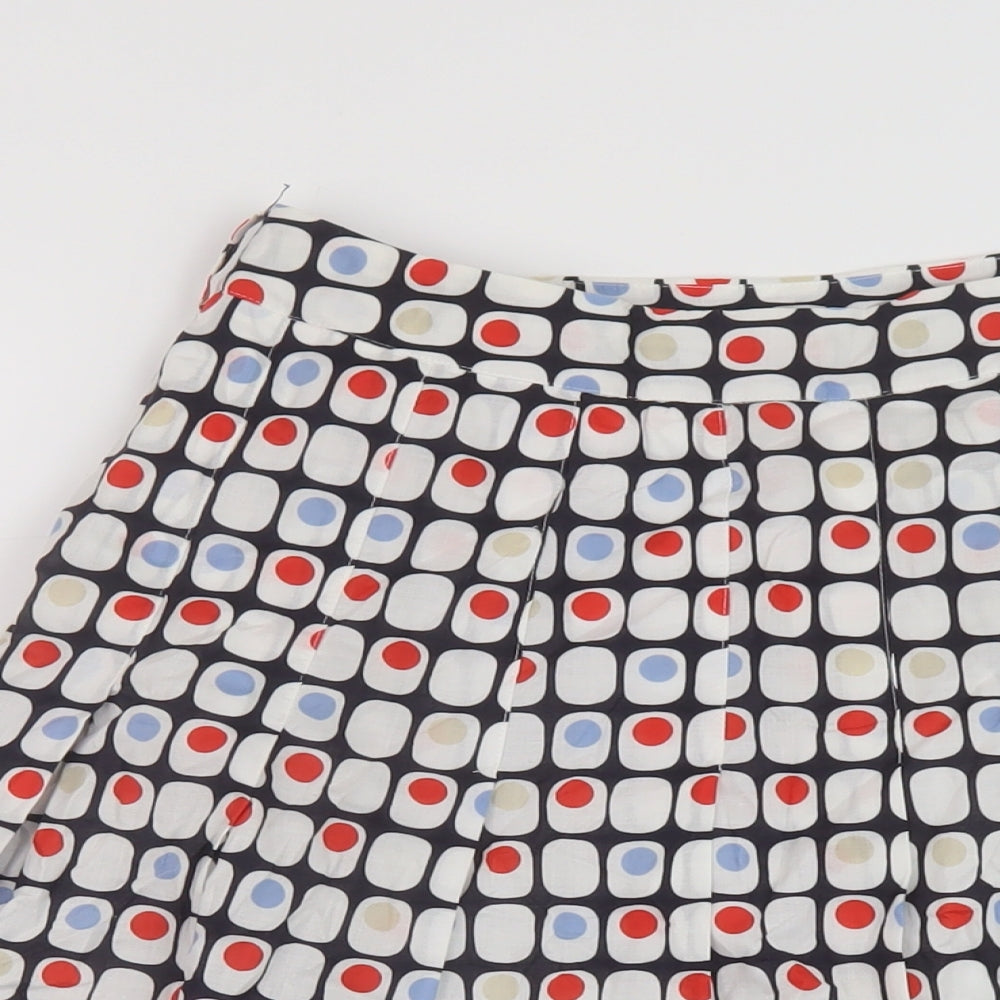 Hpobbs Womens Multicoloured Geometric Cotton A-Line Skirt Size 8 Zip