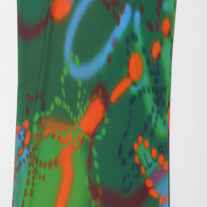 COLLUSION Womens Green Geometric Polyester Bodycon Size 6 Round Neck Pullover