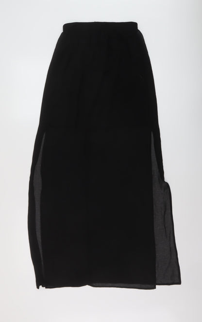 Miss Selfridge Womens Black Polyester A-Line Skirt Size 8 Zip