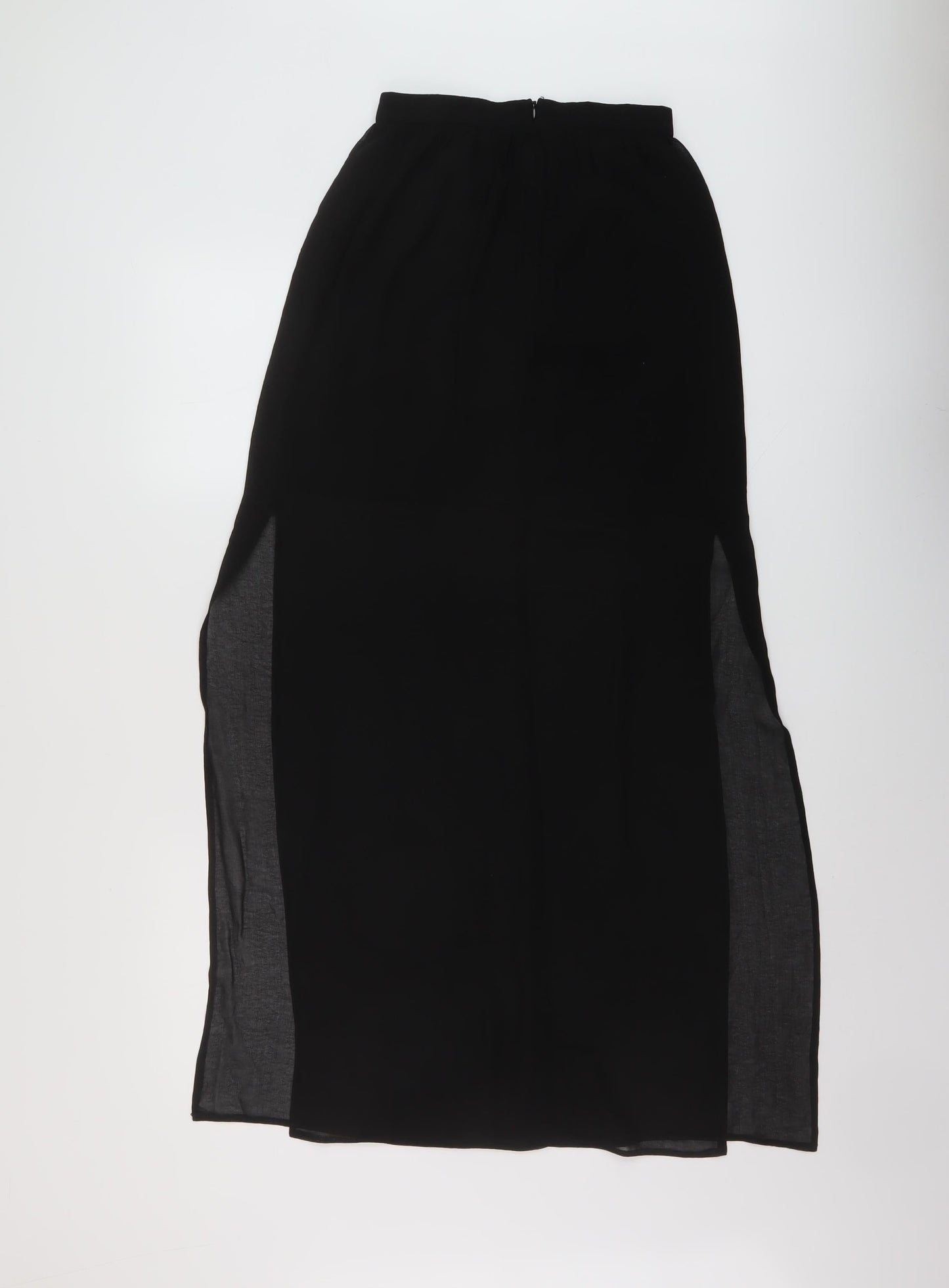 Miss Selfridge Womens Black Polyester A-Line Skirt Size 8 Zip