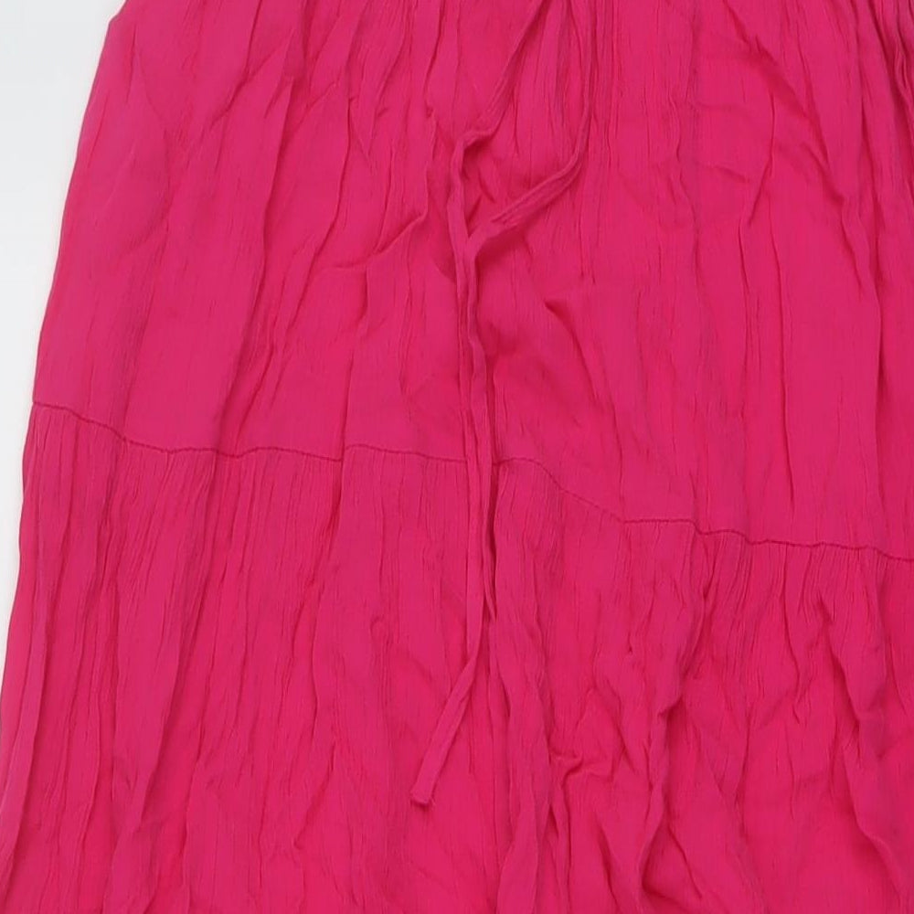 Marks and Spencer Womens Pink Viscose A-Line Skirt Size 6 Drawstring