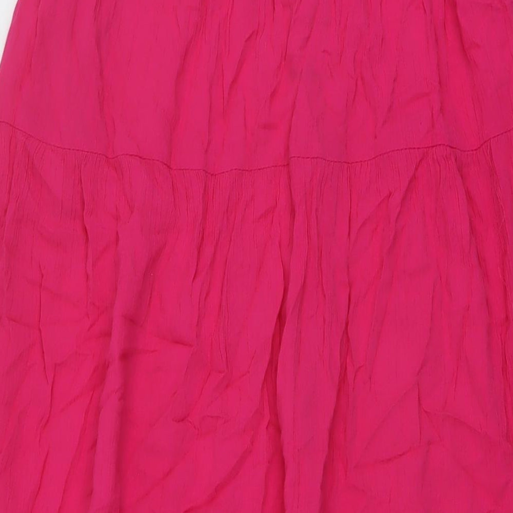 Marks and Spencer Womens Pink Viscose A-Line Skirt Size 6 Drawstring