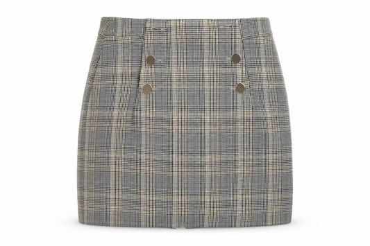 h7M Womens Grey Plaid Polyester Mini Skirt Size 10 Zip