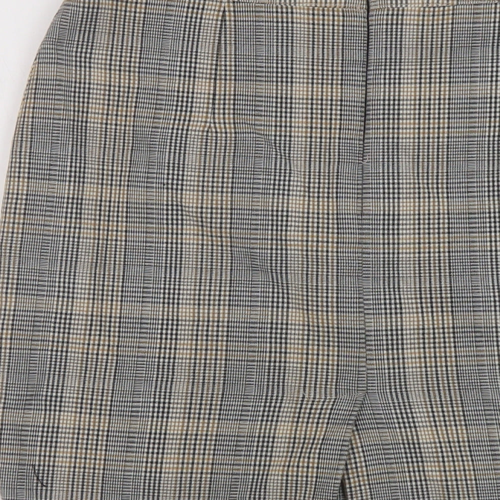 Brand and care label for h7M women’s grey plaid polyester mini skirt, size UK 10, zip