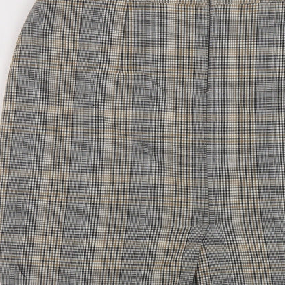Brand and care label for h7M women’s grey plaid polyester mini skirt, size UK 10, zip