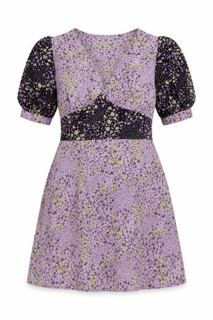 Quiz Womens Purple Floral Polyester A-Line Size 10 V-Neck Pullover