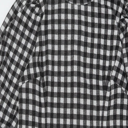 Sinsay Womens Black Check Polyester A-Line Size M Mock Neck Zip
