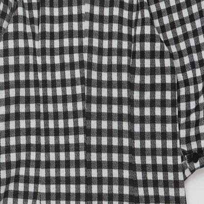 Sinsay Womens Black Check Polyester A-Line Size M Mock Neck Zip
