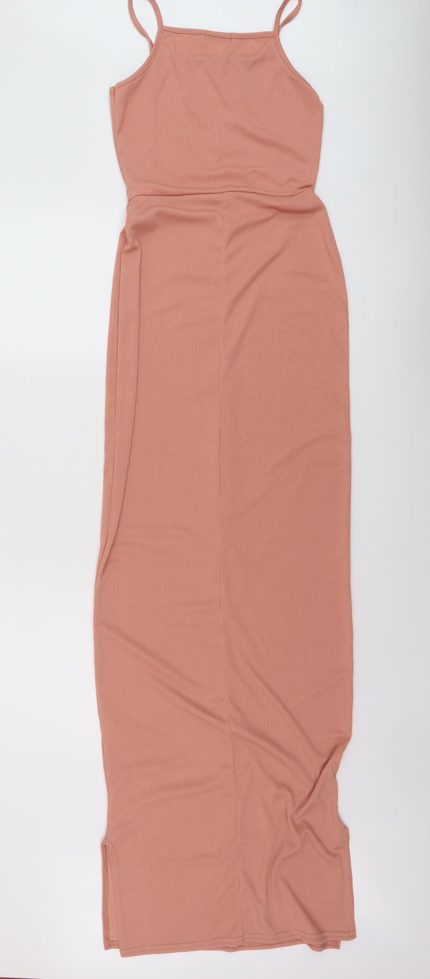 Boohoo Womens Pink Polyester Maxi Size 8 Square Neck Pullover