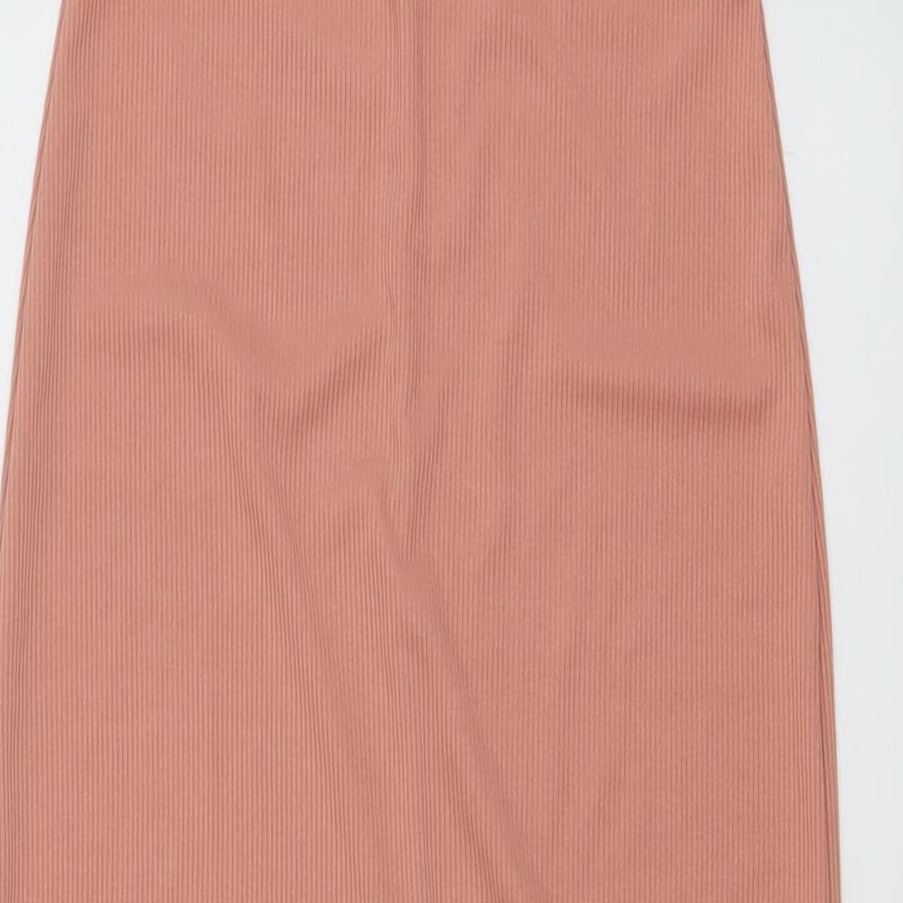 Boohoo Womens Pink Polyester Maxi Size 8 Square Neck Pullover