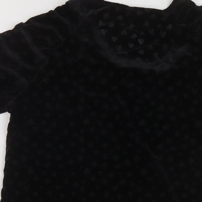 Ellos Womens Black Geometric Polyester Basic T-Shirt Size 10 Round Neck