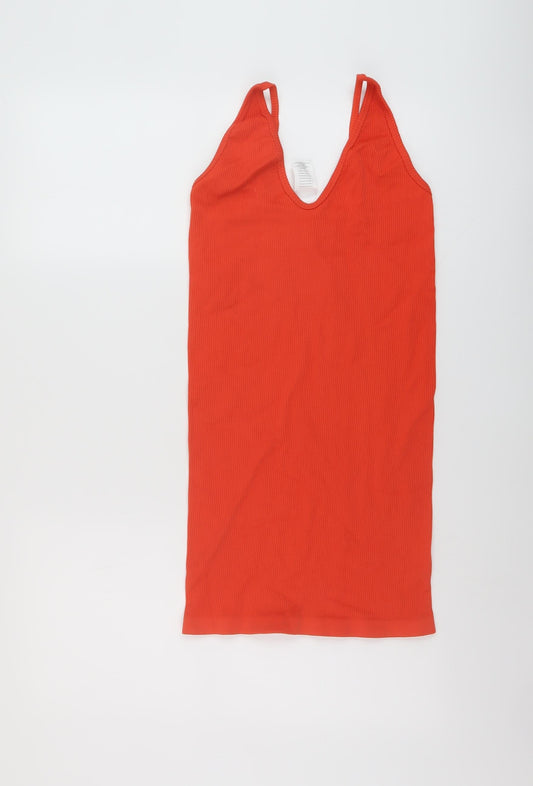 Missguided Womens Orange Polyamide Mini Size S V-Neck Pullover