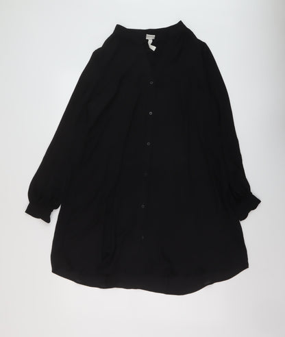 Womens UK Size 10 h7M Black Tunic Blouse