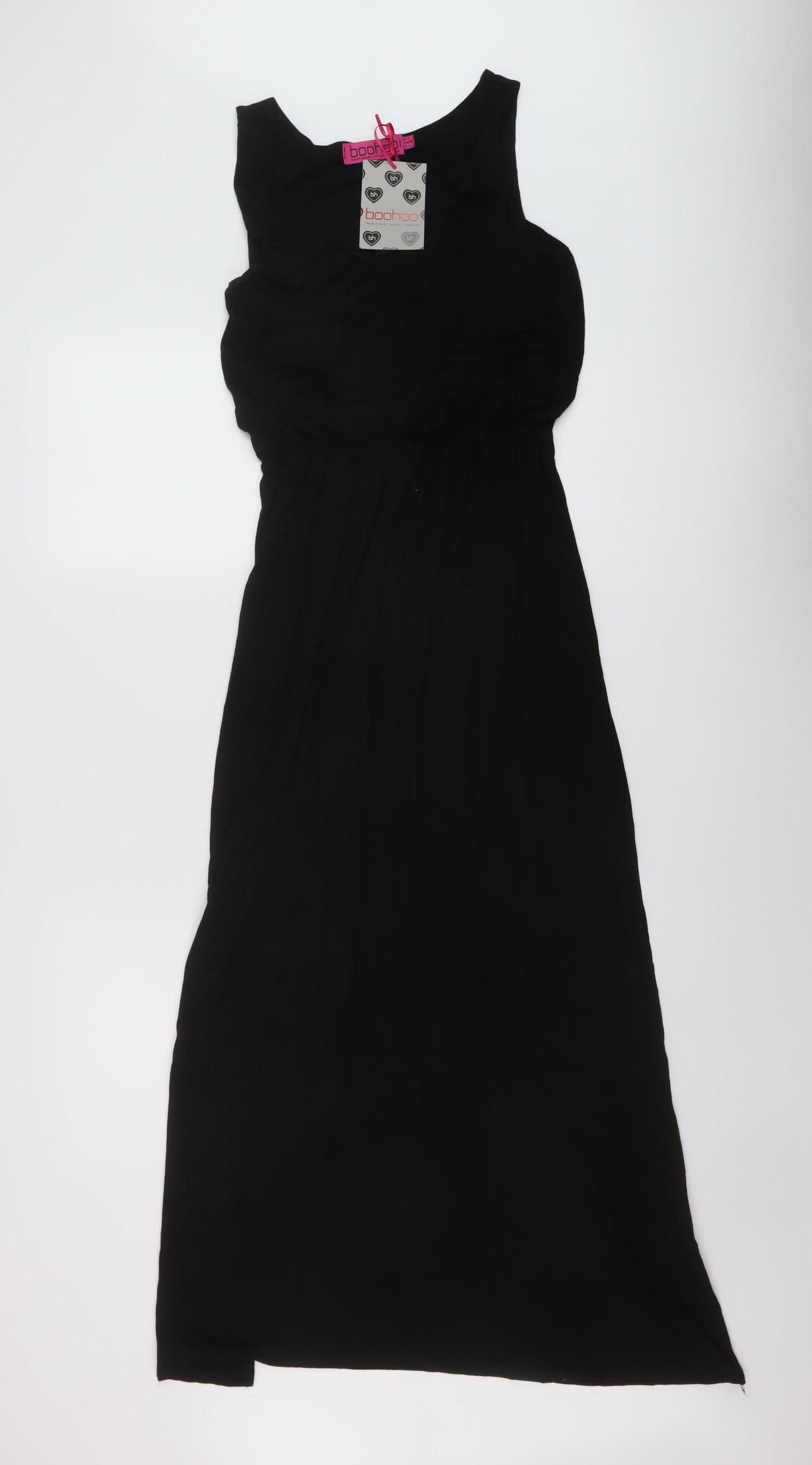 Boohoo Womens Black Viscose A-Line Size 8 Round Neck Pullover