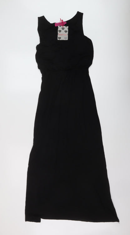 Boohoo Womens Black Viscose A-Line Size 8 Round Neck Pullover