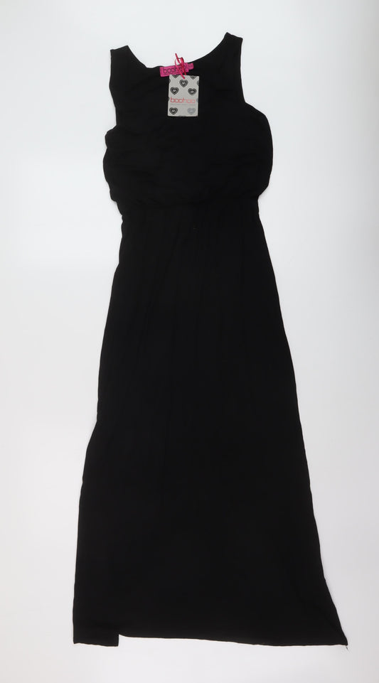 Boohoo Womens Black Viscose A-Line Size 8 Round Neck Pullover