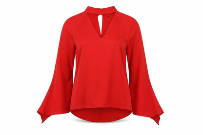 Debenhams Womens Red Polyester Basic Blouse Size 10 Mock Neck