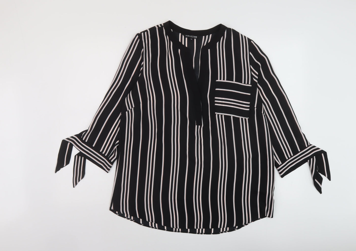 Womens UK Size 14 Debenhams Black Basic Blouse