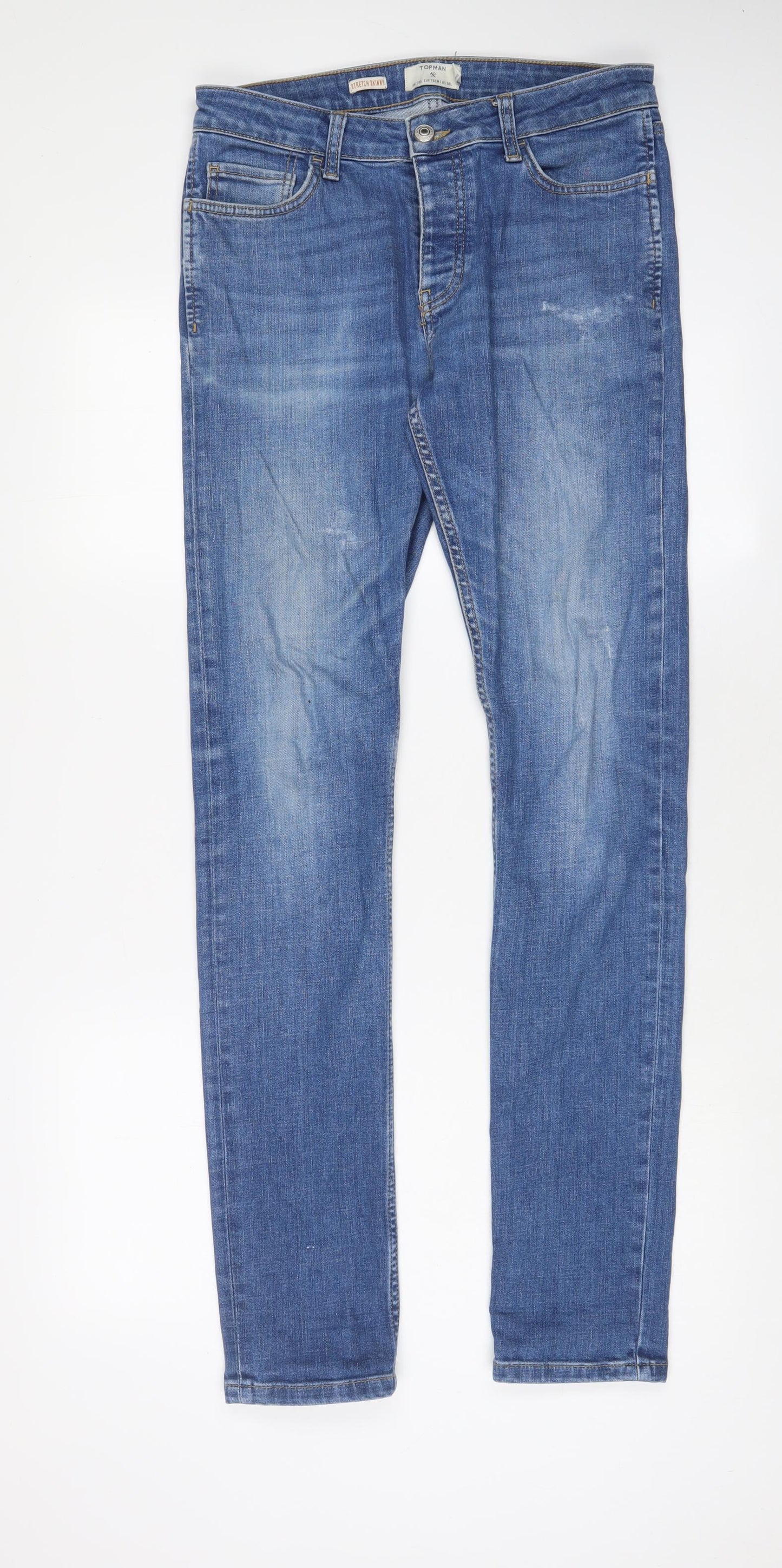 Mens UK Size 30 in Topman Regular Fit Skinny Blue Jeans