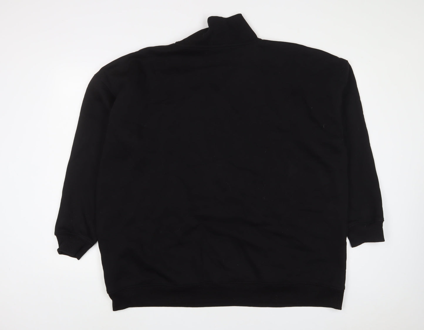 Boohoo Womens Black Cotton Pullover Sweatshirt Size L Zip